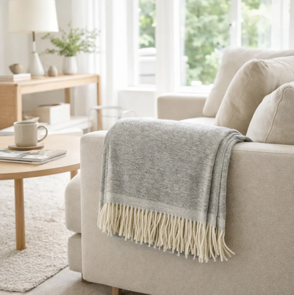 Plaid misto cashmere MARZOTTO-LANEROSSI Colosseo Light Grey 130x170