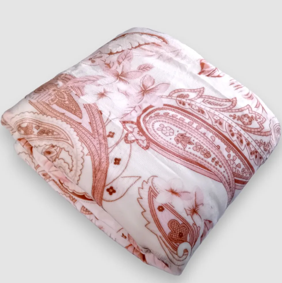 Plaid Sherpa coperta effetto-agnellato CASIA rosa 130x160