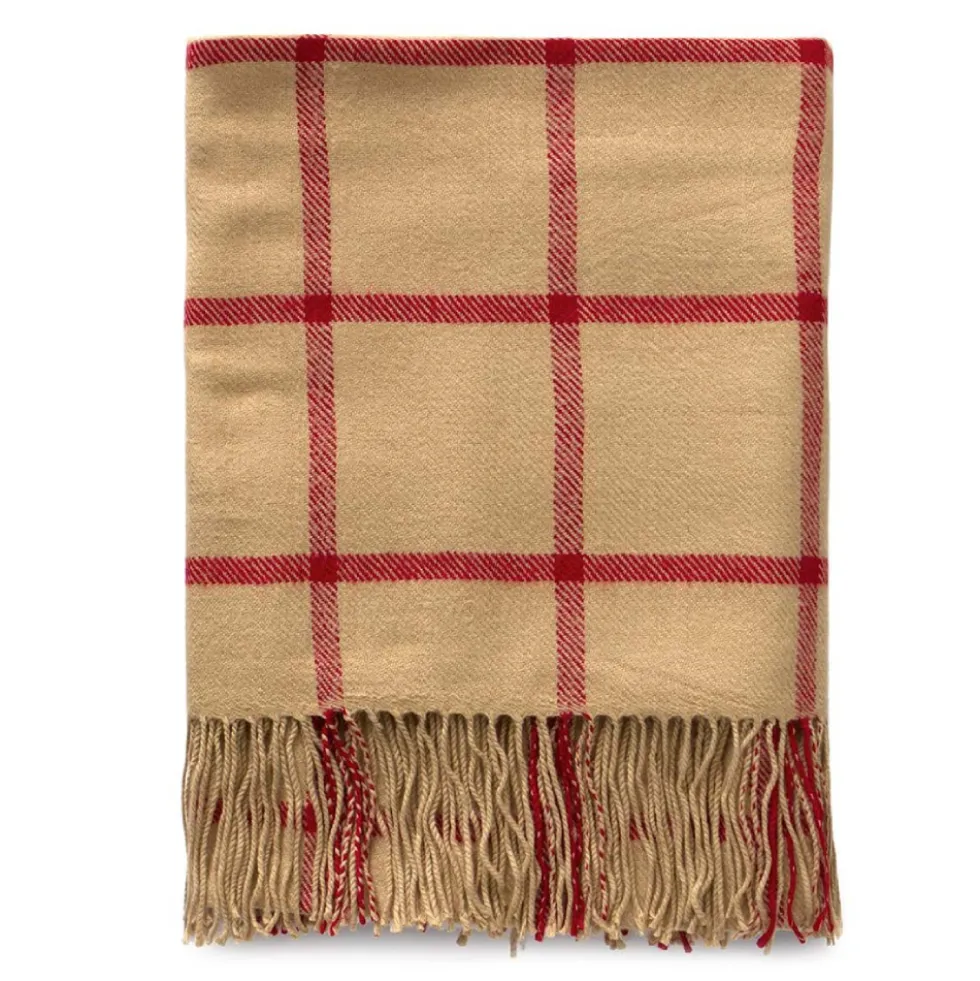 Plaid tartan con frange 130x160 Portland Cammello