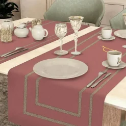 Runner centrotavola in cotone 50x150 cm Borbonese Lounge Blush