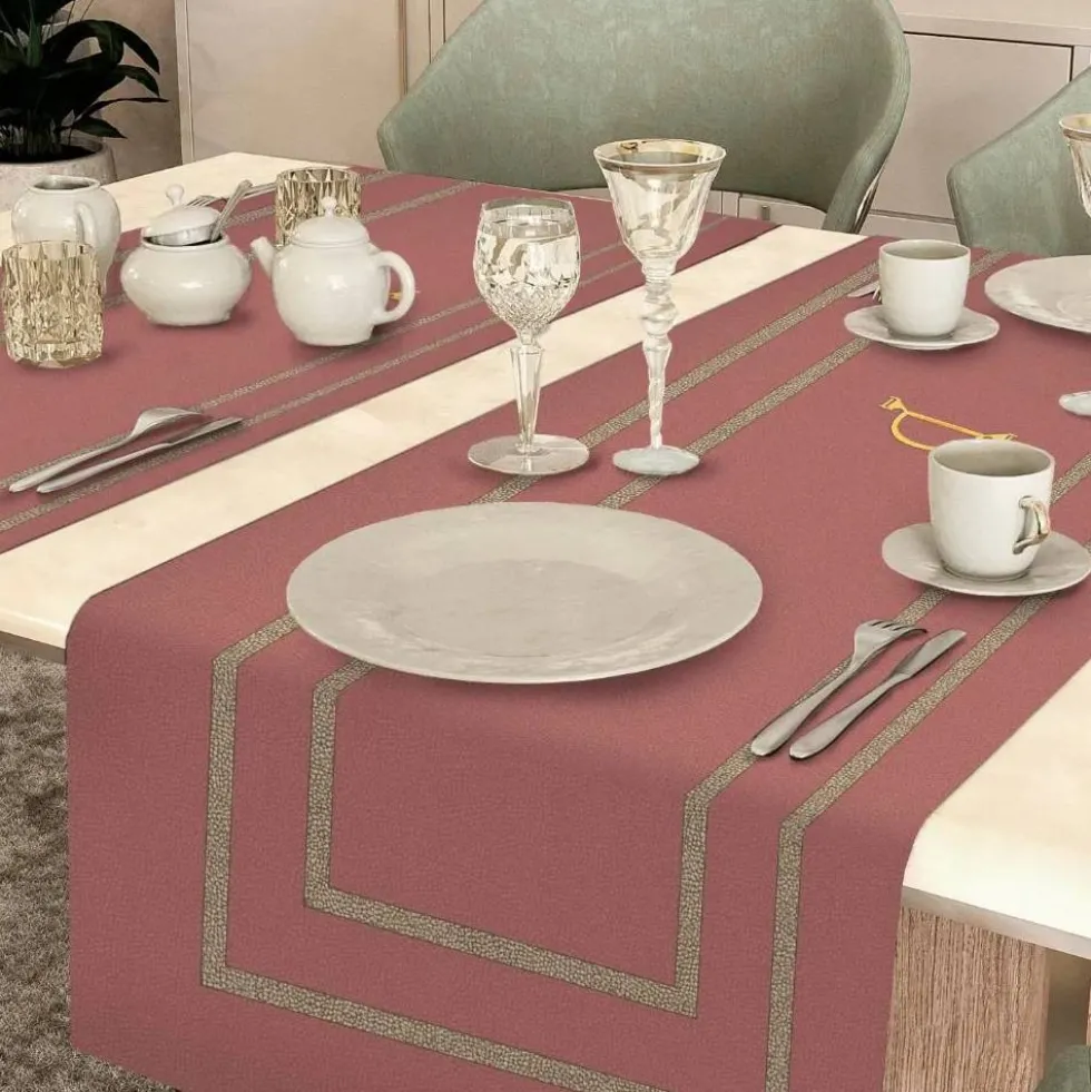 Runner centrotavola in cotone 50x150 cm Borbonese Lounge Blush