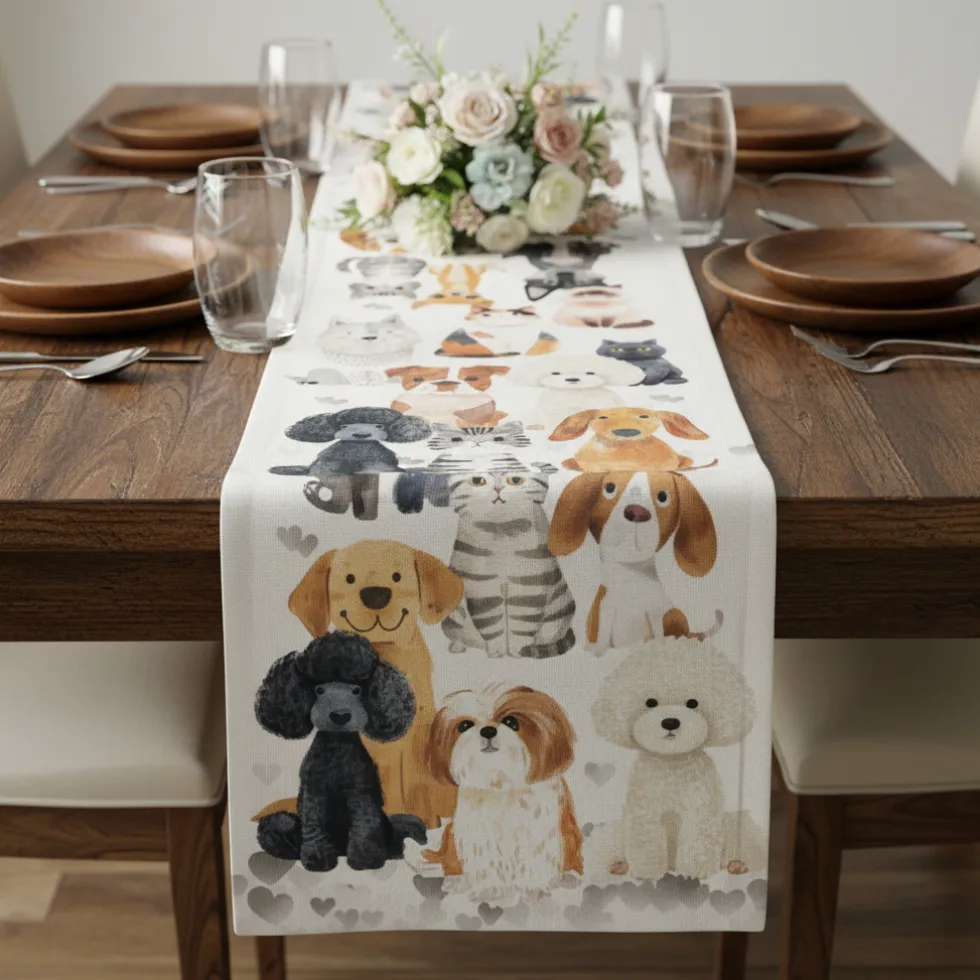 Runner da cucina tovaglia vis a vis in cotone 55x150 TAG HOUSE Amici