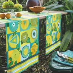 Runner in cotone KEN SCOTT Osiris in Fiore 50x150 cm verde lime