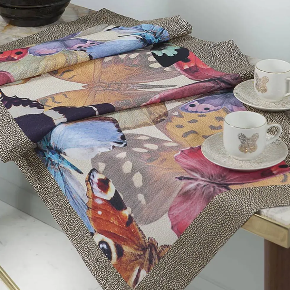 Runner in cotone 50x150 cm Borbonese Butterfly marrone