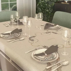 Servizio da tavola 150x220 BORBONESE Ascot nocciola + 8 tovaglioli