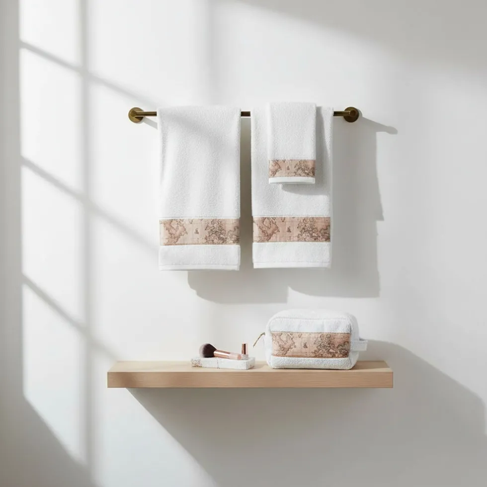 Set Asciugamani 1+1 e Beauty Case Geo Classic Alviero Martini bianco