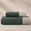 Set Asciugamani 1+1 verde a Righe | Stile Shabby e Romantico