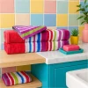 Set 1+1 asciugamano e ospite Carrara Shangai righe fuxia melange
