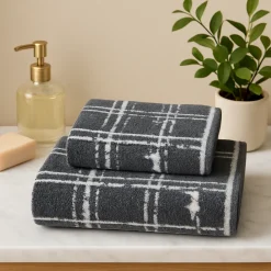 Set 1+1 asciugamano e ospite in spugna Trussardi Scratch grigio