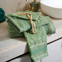 Set 1+1 asciugamano e ospite PIP STUDIO Jasmin Jacquard verde