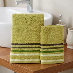 Set asciugamano medio + ospite verde erba con bordo
