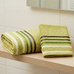 Set asciugamano medio + ospite verde erba con bordo