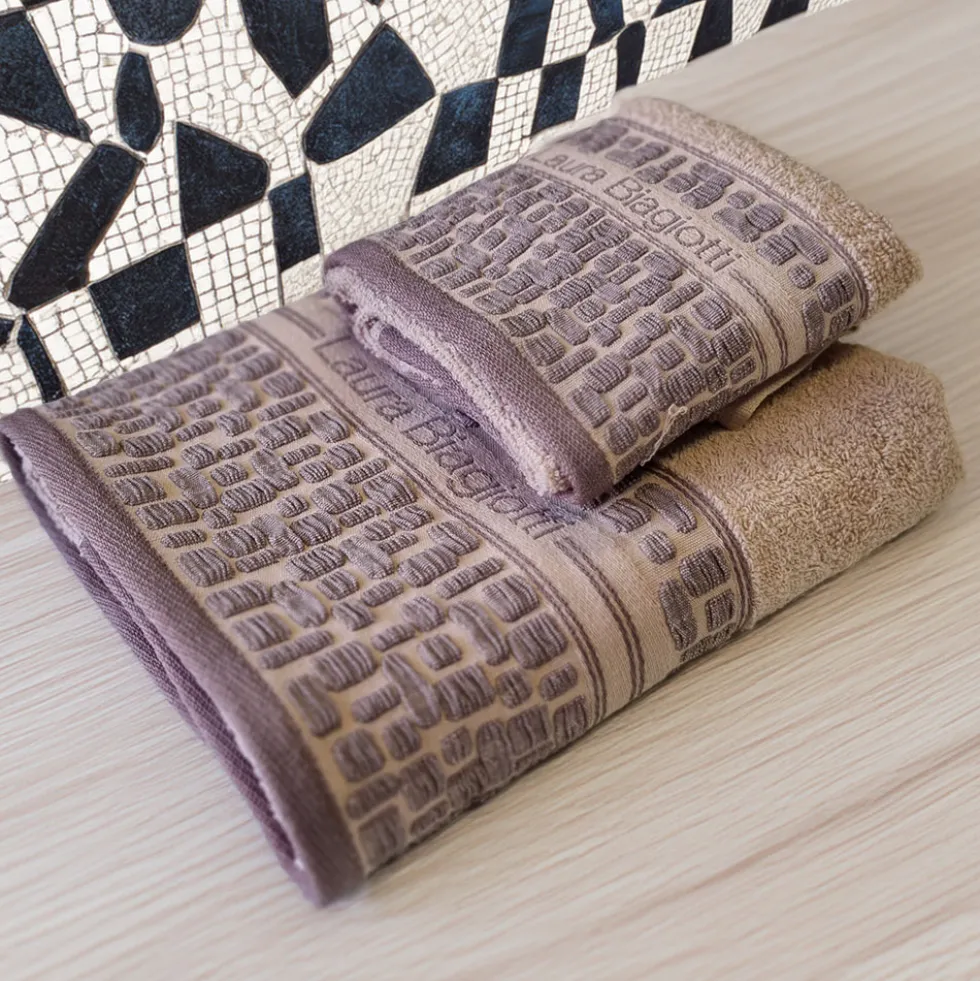Set asciugamano viso e ospite LAURA BIAGIOTTI Sarin tortora jacquard