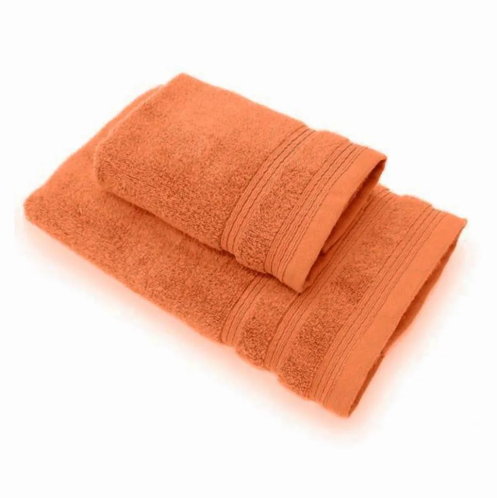 Set 1+1 asciugamano viso e ospite in spugna 650 gr arancione