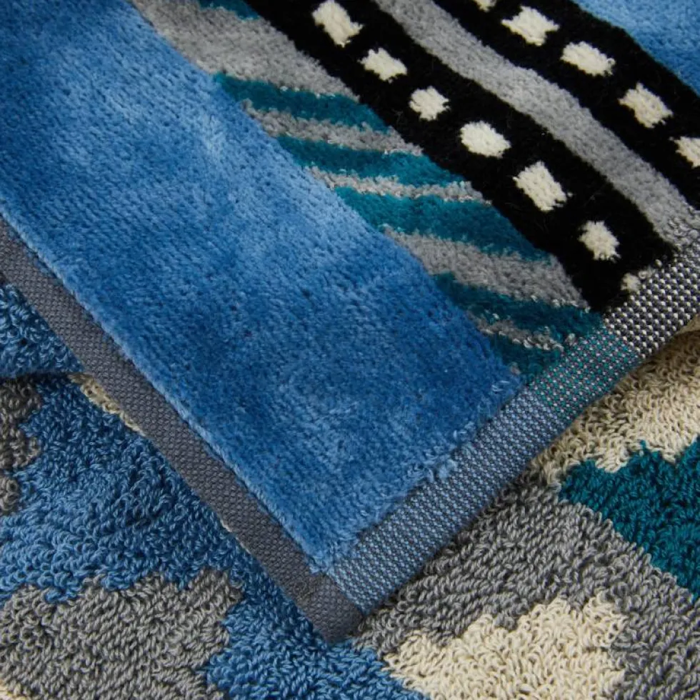 Set 1+1 CARRARA asciugamano + ospite Carrara Oseye zig-zag blu