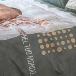 Set Copripiumino matrimoniale con federe in cotone Portami nel tuo mondo
