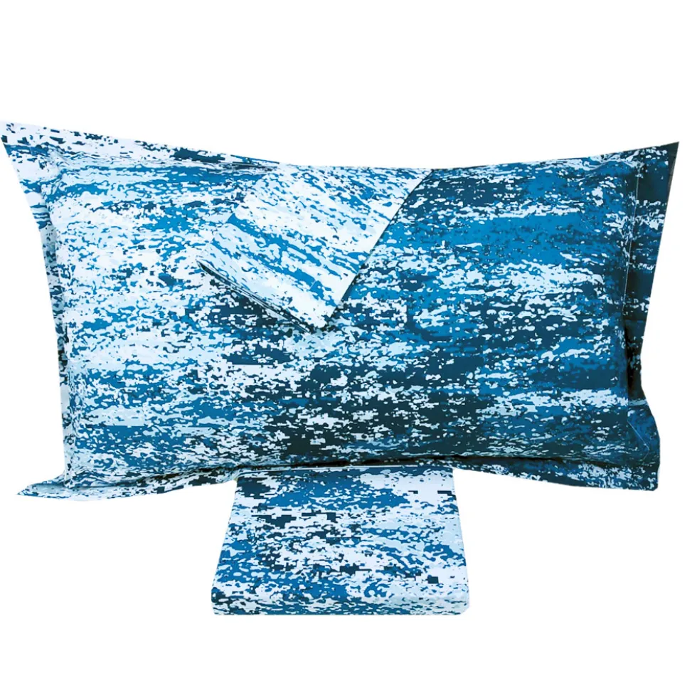 Set copripiumino matrimoniale MIRABELLO Luci percalle blu