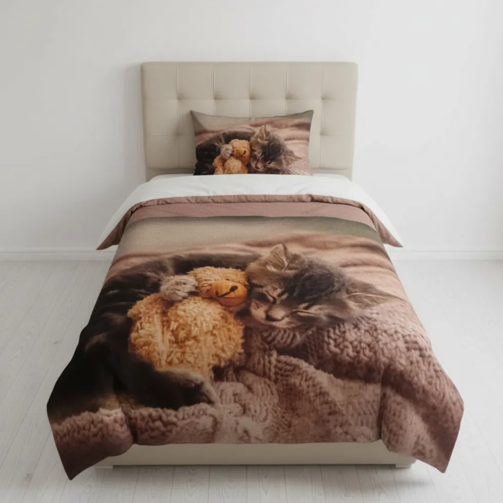 Set copripiumino Peluche BASSETTI per letto singolo 100% cotone