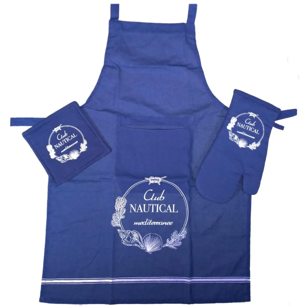 Set da cucina - grembiule+guantone+presina CLUB NAUTICAL blu
