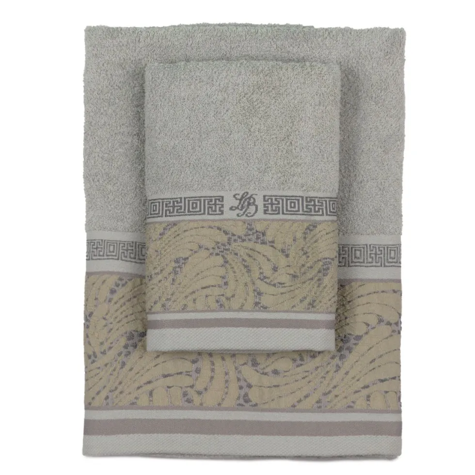 Set 1+1 in spugna con ricamo jacquard LAURA BIAGIOTTI Imai grigio