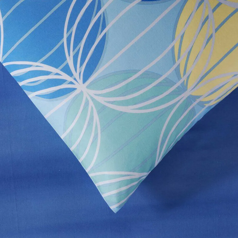 Set Lenzuola Meridiani Azzurro in Cotone - Design Geometrico Moderno