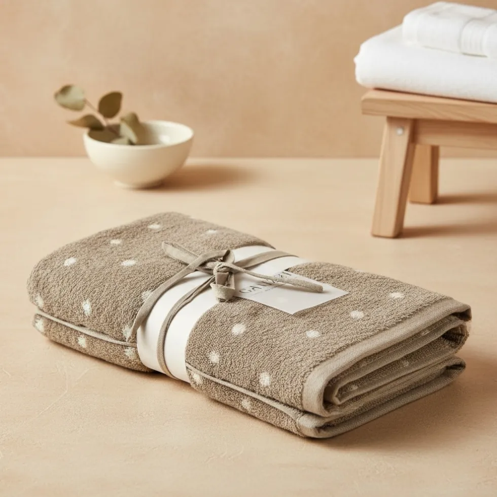 Set Spugne Bagno 1+1 Emanuela Galizzi San Diego Noisette a pois