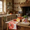Set 4 Strofinacci da cucina 50x70 | 100% Cotone Vegetables