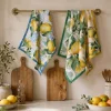 Set 3 strofinacci da cucina 50x70 Limoni canovacci in puro cotone