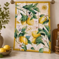 Set 3 strofinacci da cucina 50x70 Limoni canovacci in puro cotone