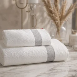 Set 1+1 viso e ospite in spugna jacquard Gabel bianco