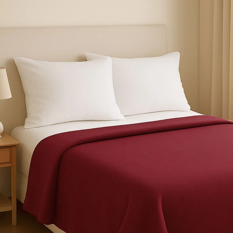 SOMMA Coperta Lana Vergine Singola Daisy Bordeaux 160x210