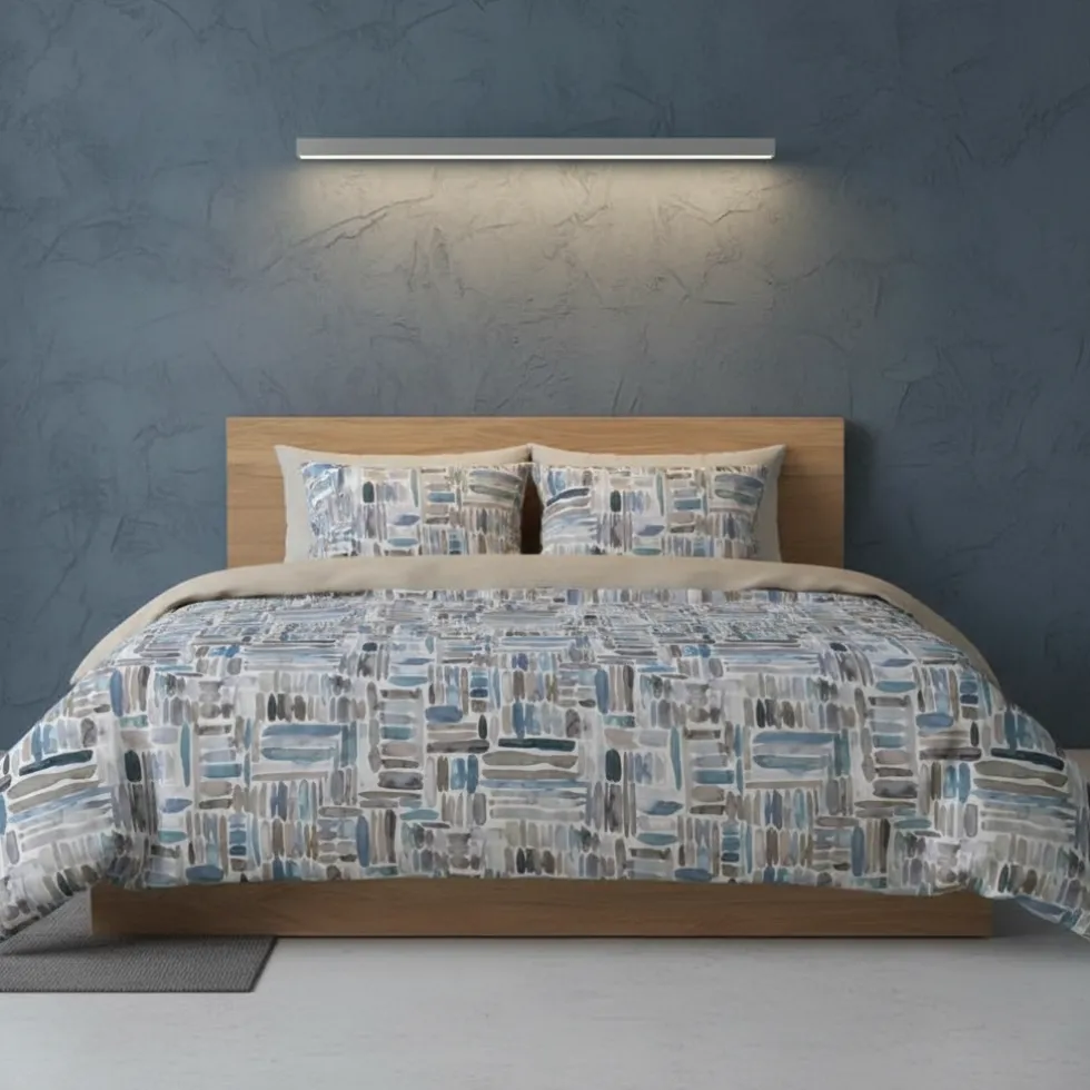 Splendido Raso Italiano TAG HOUSE Lenzuola Matrimoniali Grigio-Blu