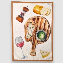 Strofinaccio Cucina canovaccio puro cotone BRUSCHETTA colore mistolino