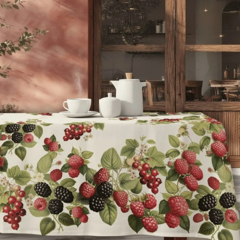 TAG HOUSE | Tovaglia Lamponi 100% cotone 150x180 cm x6 persone