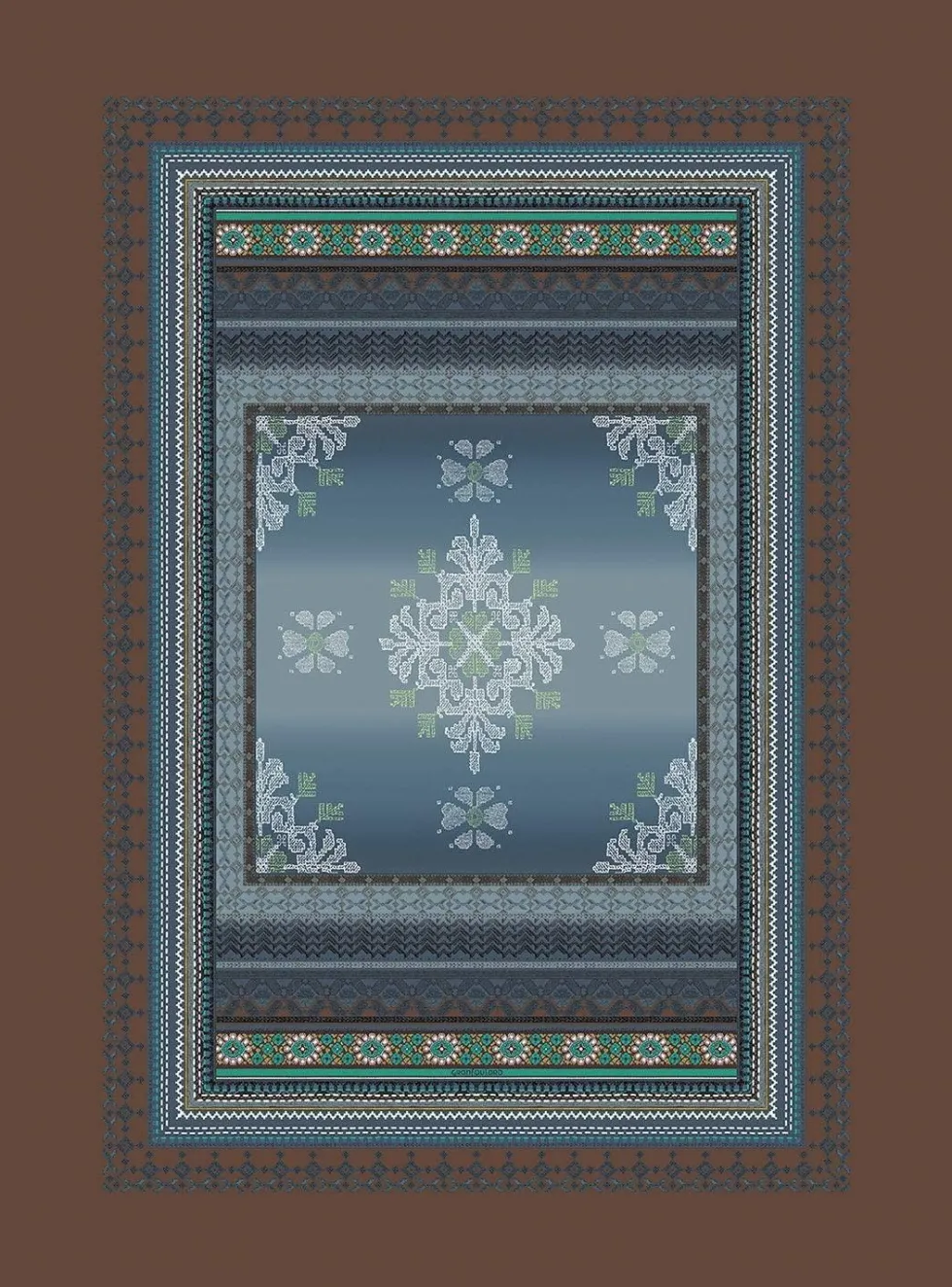 Tappeto arredo da interni Bassetti Granfoulard Olbia B1 blu antiscivolo 110x150