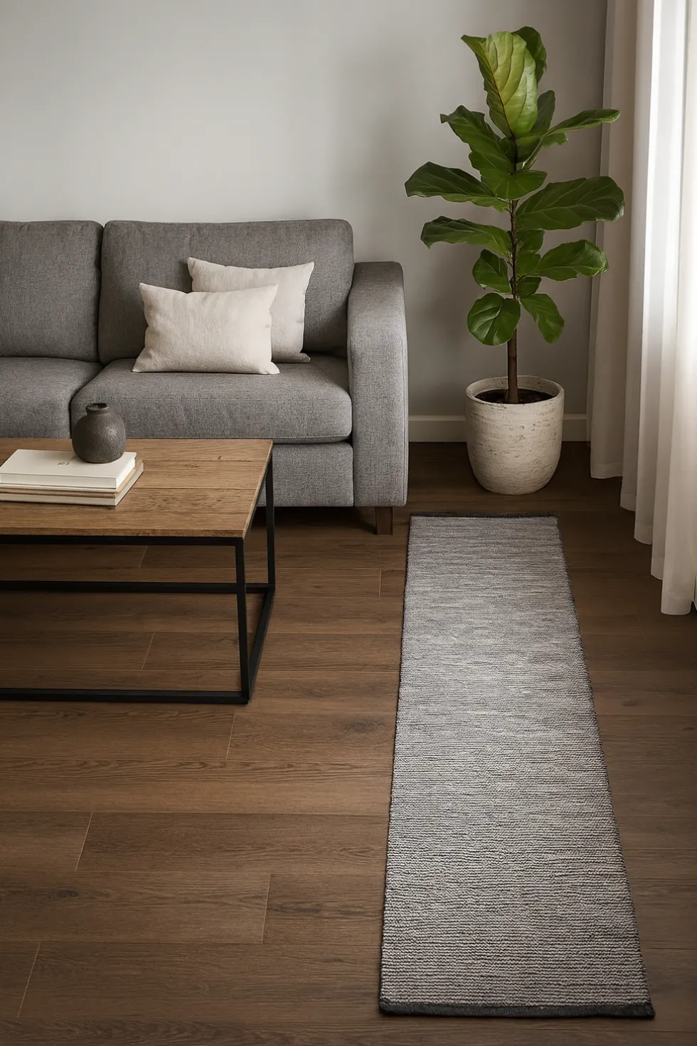 Tappeto arredo multiuso 55x290 antiscivolo Melinda a righe melange marrone