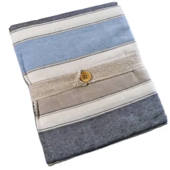 Telo arredo in cotone riciclato copritutto Duna righe azzurro