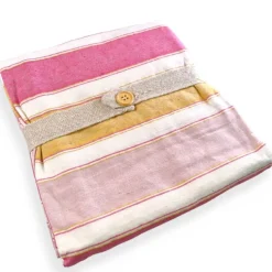 Telo arredo in cotone riciclato copritutto Duna righe rosa