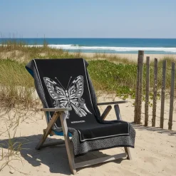 Telo da mare in spugna BORBONESE Butterfly Nero 100x180