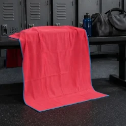Telo mare in microfibra 90x170 corallo con bordino turchese assorbente morbido compatto