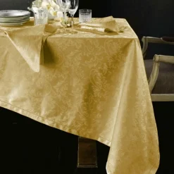Tovaglia di fiandra PIAZZA PITTI 180x280 12 tovaglioli oro Manuela