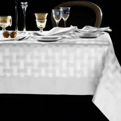 Tovaglia fiandra 12 tovaglioli bianco INTRECCIO 180x280 cm