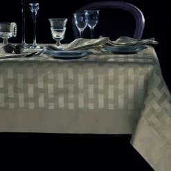 Tovaglia in fiandra con 8 tovaglioli PIAZZA PITTI sabbia INTRECCIO