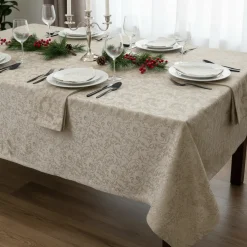 Tovaglia in fiandra PIAZZA PITTI 160x230 8 tovaglioli sabbia Manuela
