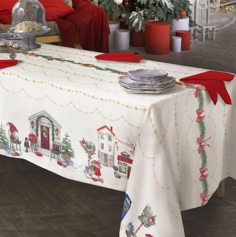 Tovaglia Natale RANDI rettangolare in cotone VILLAGE Festività