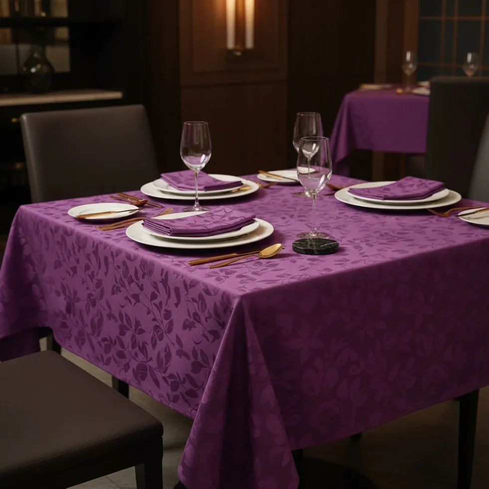Tovaglia PIAZZA PITTI 140x180 cm fiandra con 6 tovaglioli porpora Altea