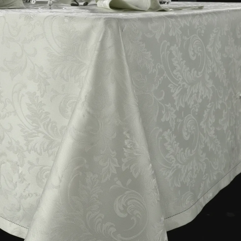 Tovaglia PIAZZA PITTI 160x230 fiandra 8 tovaglioli grigio perla Manuela