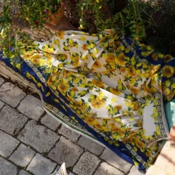 Tovaglia Tessitura Toscana Telerie puro lino ETRUSCAN GARDEN blu
