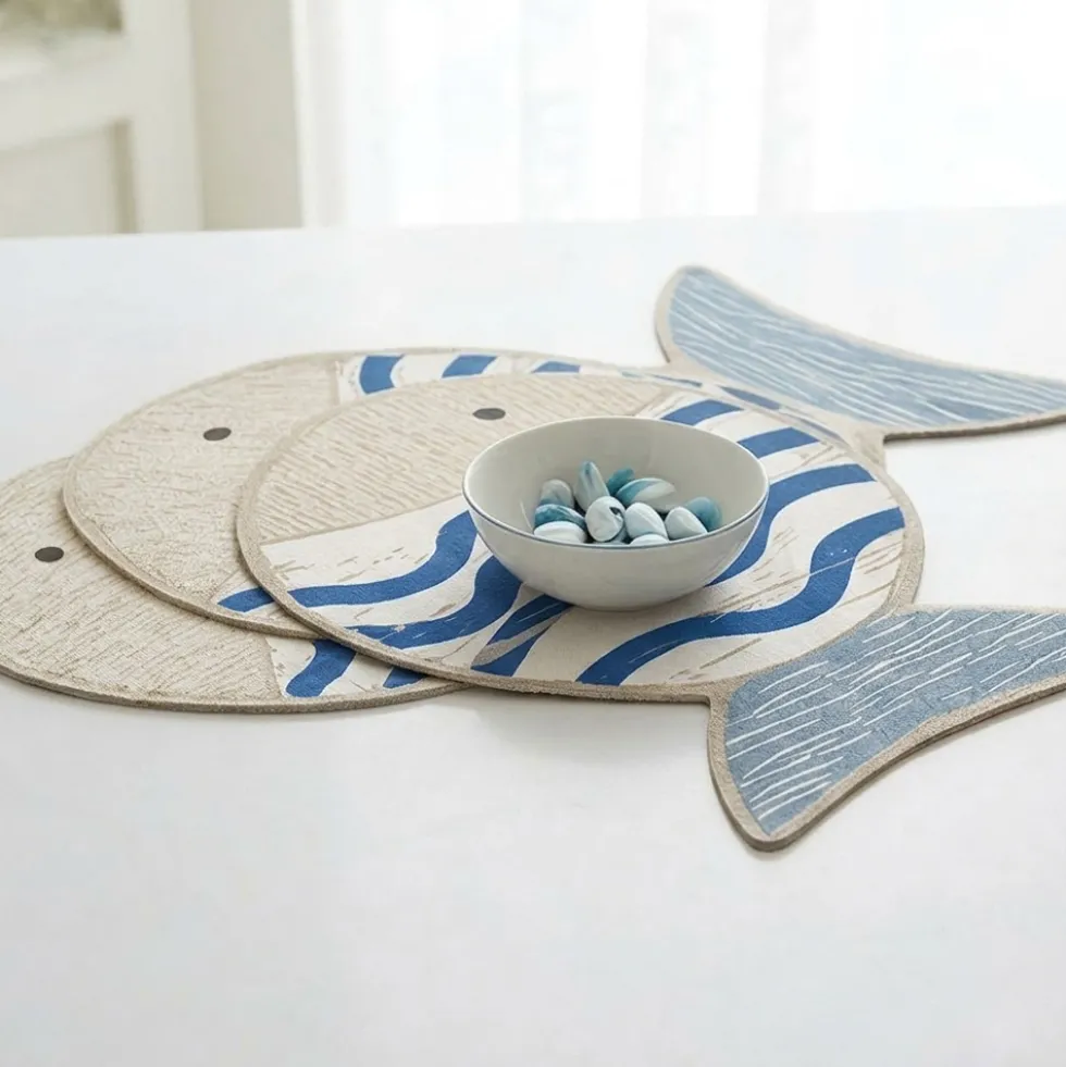 Tovaglietta Americana a Forma di Pesce Blue Wave | 33x48 cm