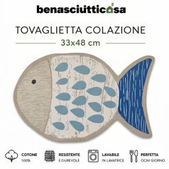 Tovaglietta Americana per Bambini Pesce Azzurro | 100% cotone